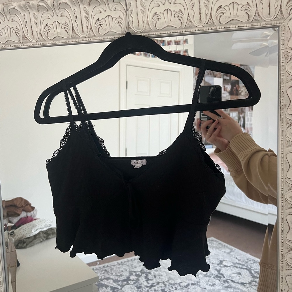 Black Garage Cropped Tank
